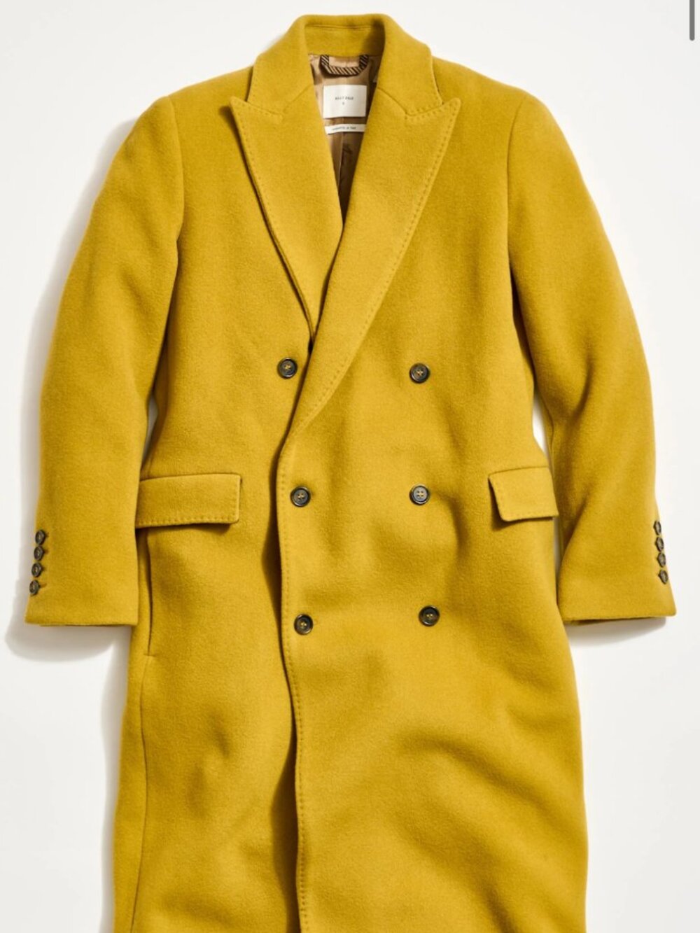 BILLY REID | Women's Wool Double Breasted Peak Lapel Coat - Chartreuse XS | NWT